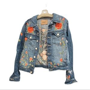 Blank NYC  Floral Jean Jacket - soft Jean material